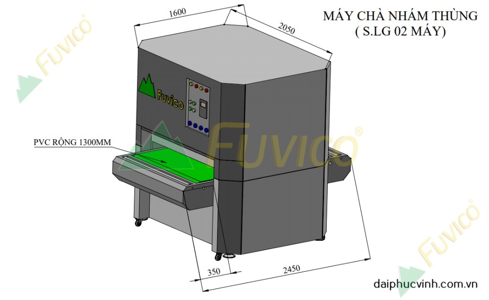 Băng tải nạp hồi phôi máy trà nhám thùng Fuvico