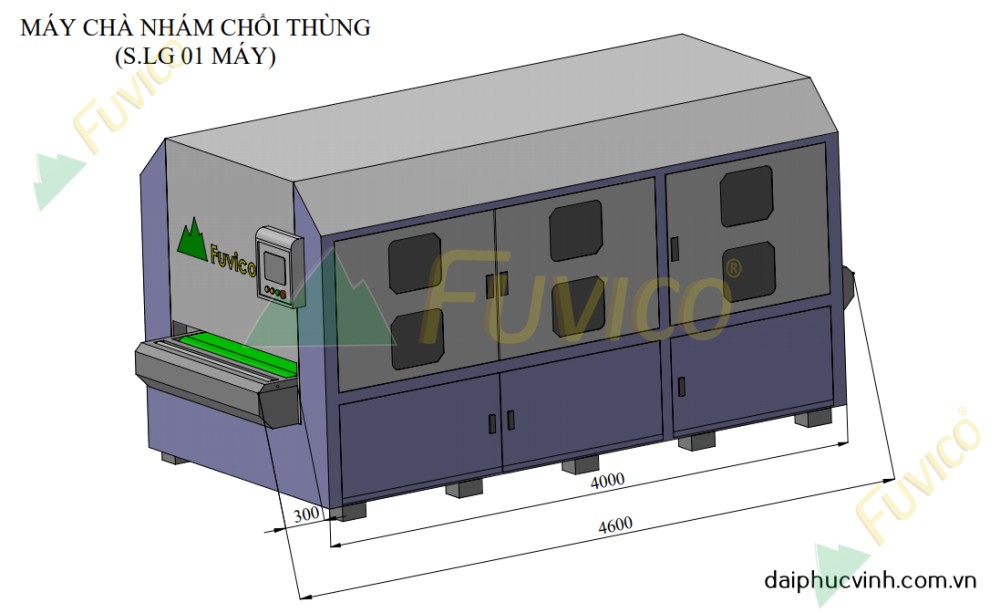 Băng tải nạp hồi phôi máy trà nhám thùng Fuvico