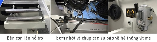 hệ thống bơm nhớt con lăn máy cưa bàn trượt