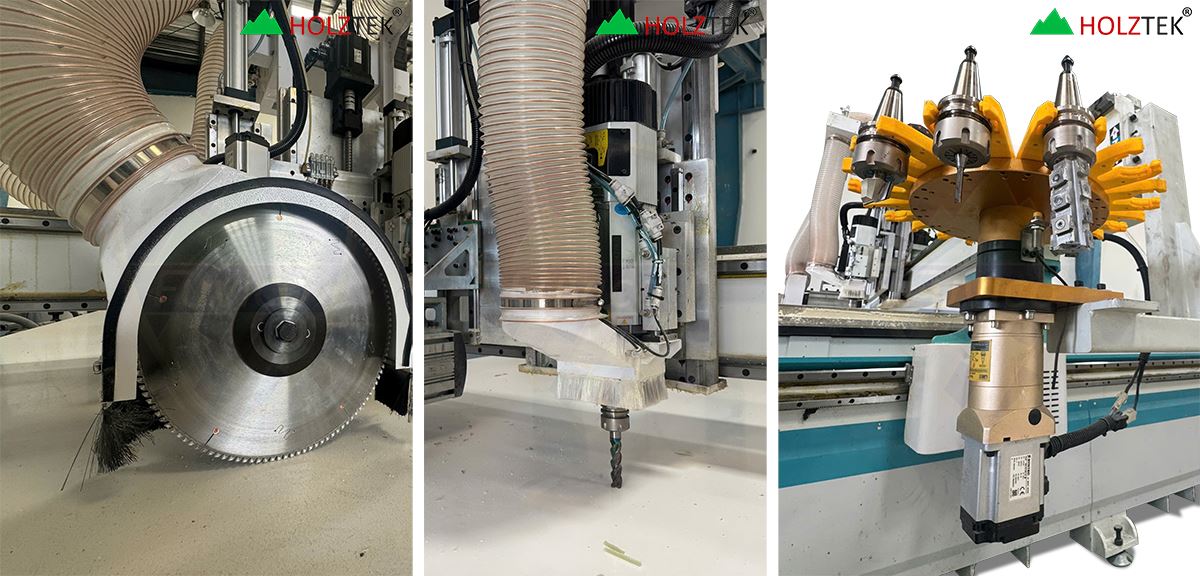 Máy phay CNC router thay dao tự động bàn lớn kết hợp trục cưa xoay đa hướng HT-2790RS 97687 9330