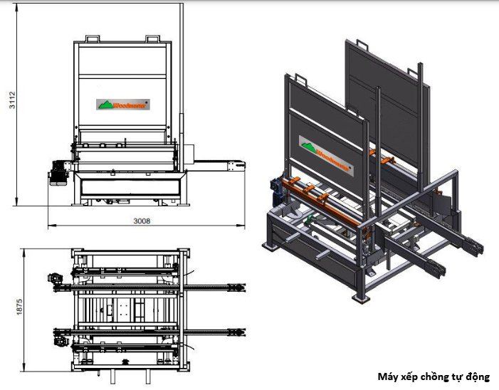 HỆ THỐNG MÁY ĐÓNG PALLET TỰ ĐỘNG KIỂU 45 ĐỘ