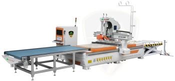 MÁY PHAY CNC NESTING 1 ĐẦU THAY DAO + TRỤC CƯA KÉP FULL LINE