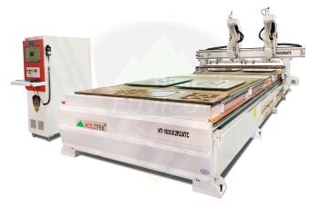 MÁY PHAY CNC ROUTER 2 ĐẦU THAY DAO 2 BÀN KÉP HT-1830x2R2ATC