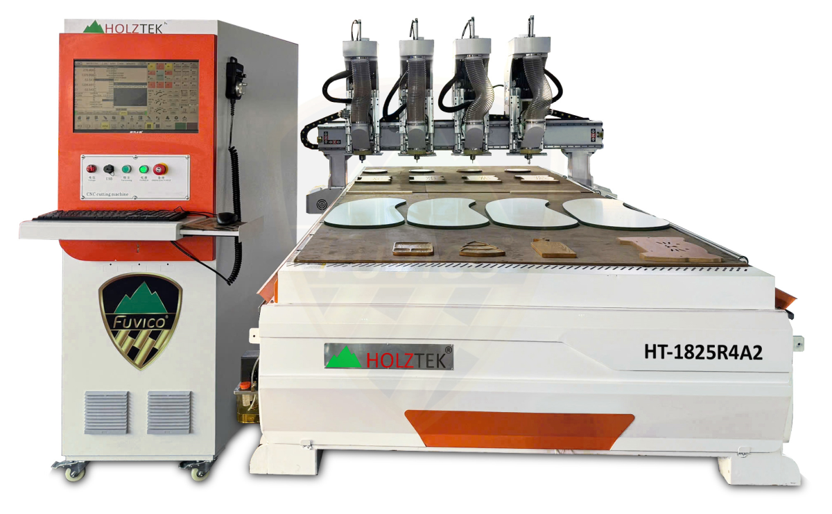 MÁY PHAY CNC ROUTER 4 ĐẦU THAY DAO TỰ ĐỘNG BÀN KÉP HT-1825R4A2